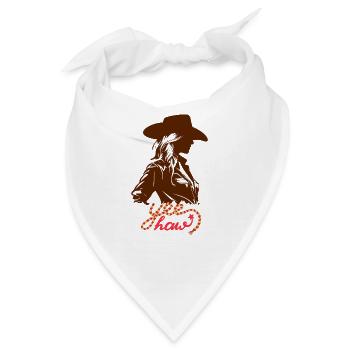 Yee haw Western Woman Illustration Scherenschnitt - Bandana - Weiß - Vorne