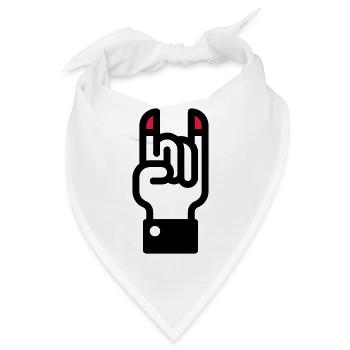 Teufelshörner Handzeichen / Devil's Horns Hand - Bandana - Weiß - Vorne