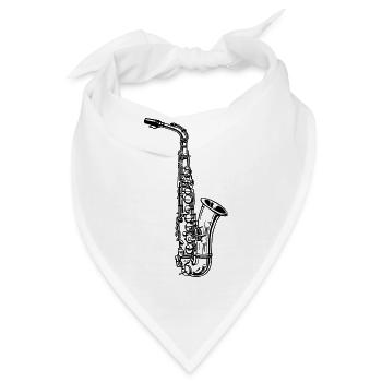 Saxophon - Bandana - Weiß - Vorne
