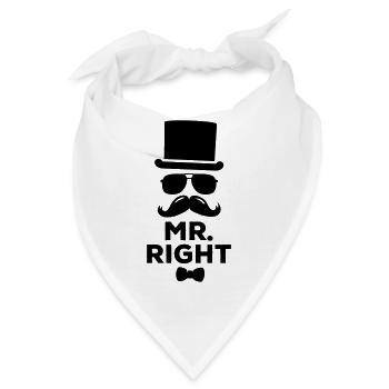Lustige paarweise Mr. Right und Mrs. Right - Bandana - Weiß - Vorne