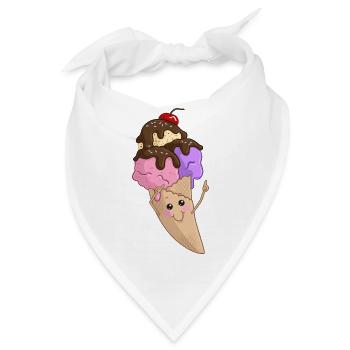Eis in der Waffel - Bandana - Weiß - Vorne