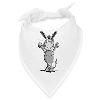 Happy Esel I Tiermotiv - Bandana - Weiß - Vorne