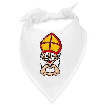 Sinterklaas mit Handgestenherz - Bandana - Weiß - Vorne