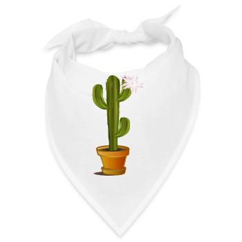 zauberhafter Kaktus im Blumentopf mit Blüte - Bandana - Weiß - Vorne
