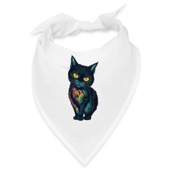 Kleine schwarze Katze - Bandana - Weiß - Vorne