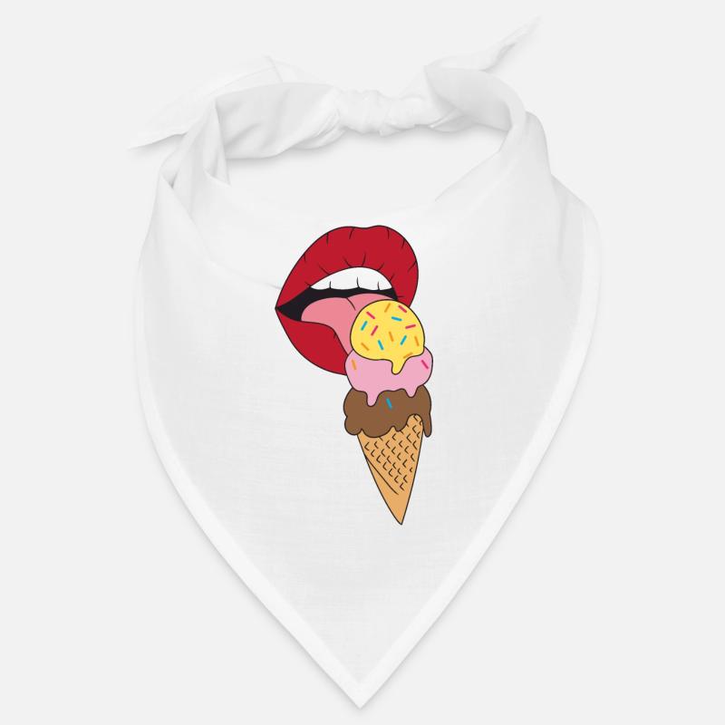 Rote Lippen die Eis schlecken Eiscreme Bandana