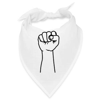 Mit der Faust nach oben gehaltenes Machtsymbol - Bandana - Weiß - Vorne