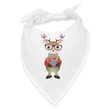 niedlicher Hirsch mit Weihnachtsgeschenk & Brille - Bandana - Weiß - Vorne