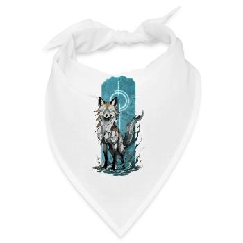 Ätherischer Fuchsgeist: Mystischer blauer Flammenfuchs - Bandana - Weiß - Vorne