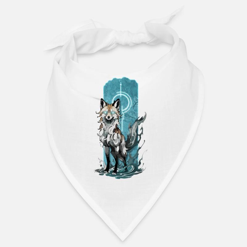 Ätherischer Fuchsgeist: Mystischer blauer Flammenfuchs - Bandana - Weiß