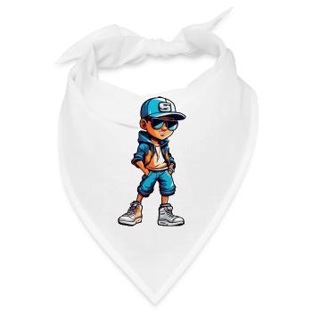 Cooler junger Cartoon-Junge - Bandana - Weiß - Vorne