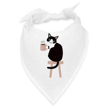 Kaffeepause Katze - Bandana - Weiß - Vorne