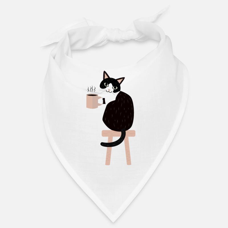 Pause café chat - Bandana - blanc