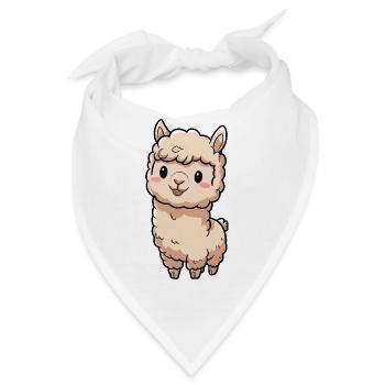 Süße Llama Chibi Alpaca - Bandana - Weiß - Vorne