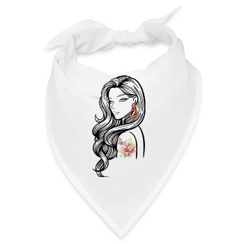 Explodiertes Tattoo Blumendesign - Bandana - Weiß - Vorne