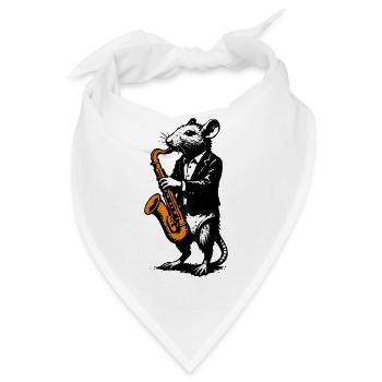Ratte im Smoking Saxophonist - Bandana - Weiß - Vorne