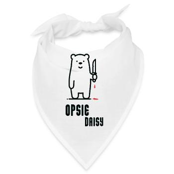Bär mit Messer – Opsie Daisy - Bandana - Weiß - Vorne