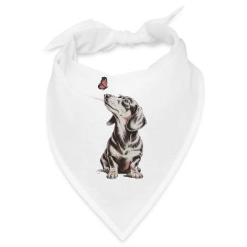 Dackel mit Schmetterling Motiv Dog Lover - Bandana - Weiß - Vorne