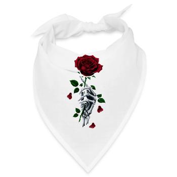 Rote Rose Skelett Hand Gotische Rose - Bandana - Weiß - Vorne