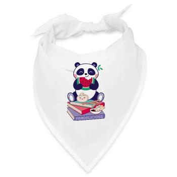 Panda auf Bücherstapel - Bandana - Weiß - Vorne