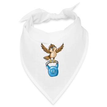 Vogel Spatz mit Kugelhantel Fitness Muskeltraining - Bandana - Weiß - Vorne