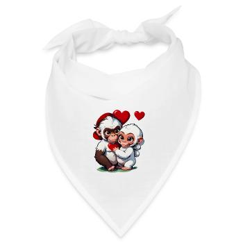 Verschenke diese süßen Affen zum Valentinstag - Bandana - Weiß - Vorne