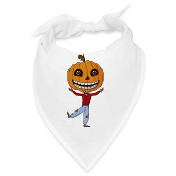 Comic Kürbis Vogelscheuche Halloween - Bandana - Weiß - Vorne