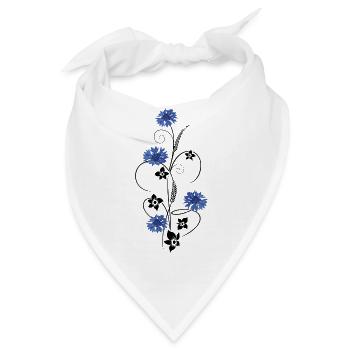 Kornblumen mit Blumen und Gräser - Bandana - Weiß - Vorne