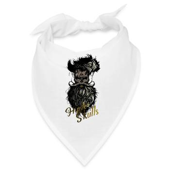 Kopf des Todes Hipster Kran Bart Schnurrbart Schädel b - Bandana - Weiß - Vorne