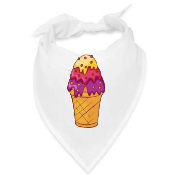 Eis Speiseeis Eiskrem Eiscreme Kugeleis Eisbecher - Bandana - Weiß - Vorne
