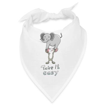 Maus trägt Elefant "Take it easy" positiver Spruch - Bandana - Weiß - Vorne
