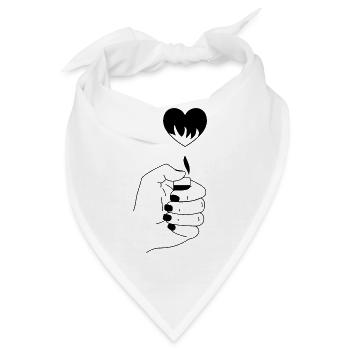 Herz Feuer - Bandana - Weiß - Vorne