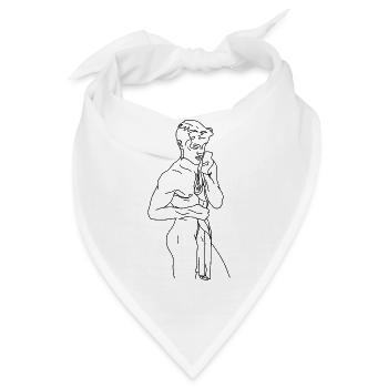 Miles - Line Art, Male Art, Gay Art, Nude Naked - Bandana - Weiß - Vorne