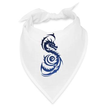 Blauer Tribal Fantasy Drache - Bandana - Weiß - Vorne
