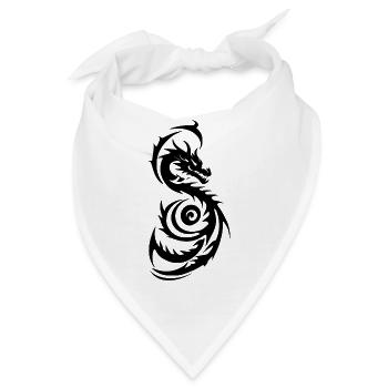 Schwarzer Tribal Fantasy Drache - Bandana - Weiß - Vorne