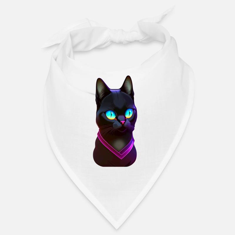 Schwarze Katze unter Neonlichteffekt Bandana