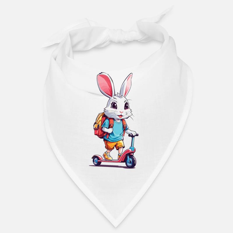 Fröhlicher Schulkind Hase Tretroller Design Bandana