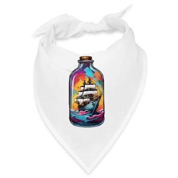 Flaschenschiff / Flaschenpost / Ahoi / Anker - Bandana - Weiß - Vorne