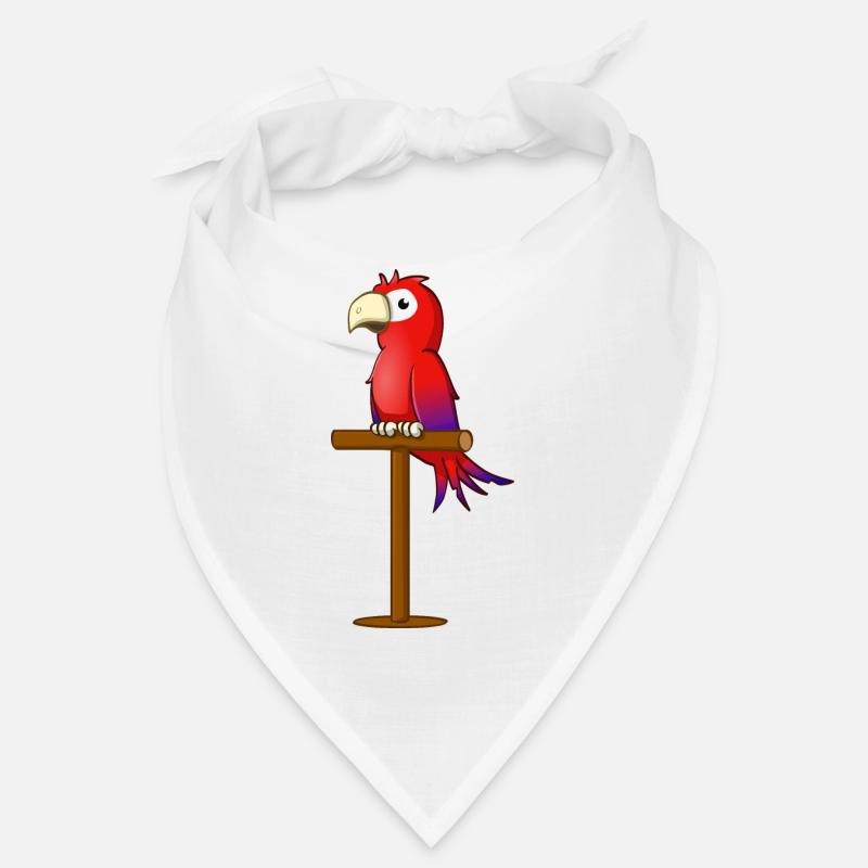 Dessin de bande dessinée ; Un perroquet rouge sur un bâton Bandana