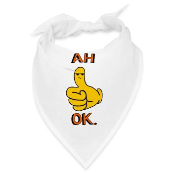 Ah okay lustige Daumen hoch genervte Cartoon-Textstimmung - Bandana - Weiß - Vorne