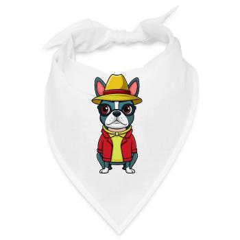 Fotoshooting Boston Terrier Hund Mama - Bandana - Weiß - Vorne