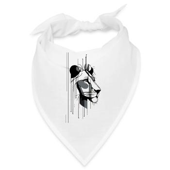 Modernes Löwenportrait - Bandana - Weiß - Vorne