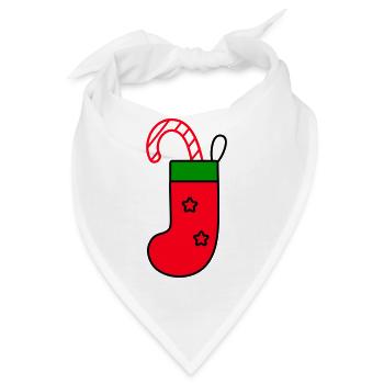 Weihnachtssocke mit Zuckerstange - Bandana - Weiß - Vorne