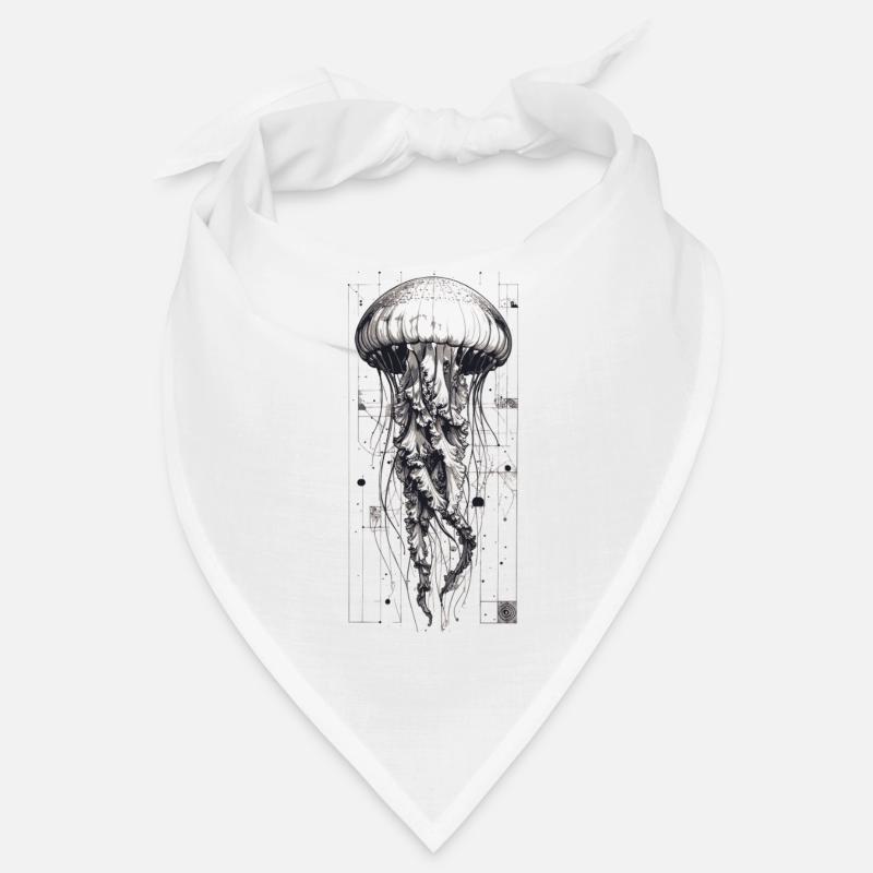 Méduses Technok Noires et Blanches - Bandana - blanc