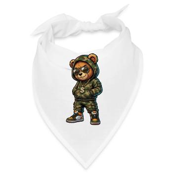 Camouflage-Bär mit Hoodie und Dollar-Anhänger - Bandana - Weiß - Vorne