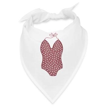 Polka Pink Badeanzug V-Ausschnitt - Bandana - Weiß - Vorne