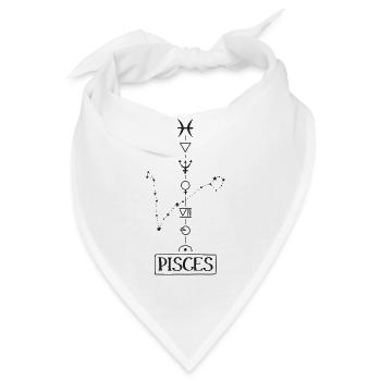 Pisces - Fische Sternzeichen - schwarz - Bandana - Weiß - Vorne