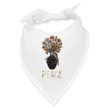 Frieden Blumen Granate - Bandana - Weiß - Vorne