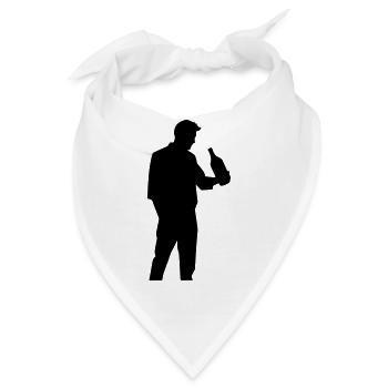 Mann mit Flasche im Profil Silhouette - Bandana - Weiß - Vorne