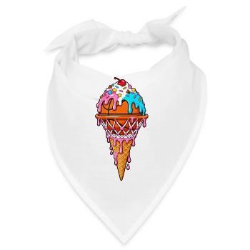 Basketball Basketballer Eiscreme - Bandana - Weiß - Vorne
